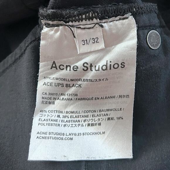 ACNE STUDIOS Ace Ups Jean Men’s 31 x 32 Black Contemporary Cotton Casual - Picture 7 of 8